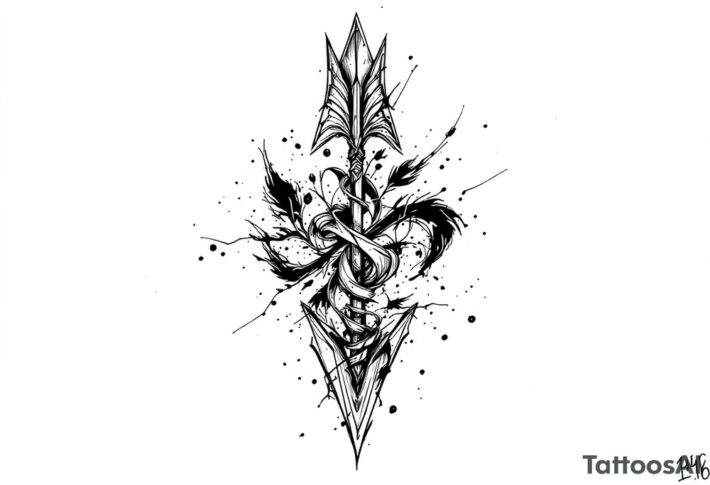 one   that look down arrow tattoo idea