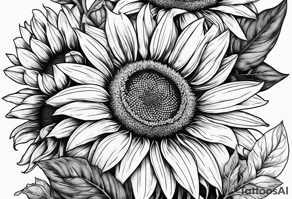 sunflowers, Daisy, wildflower, sleeve tattoo idea