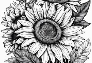 sunflowers, Daisy, wildflower, sleeve tattoo idea