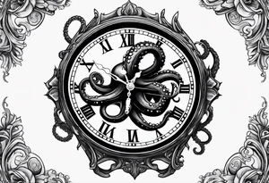 pocket watch being attacked by an aggressive octopus tattoo idea