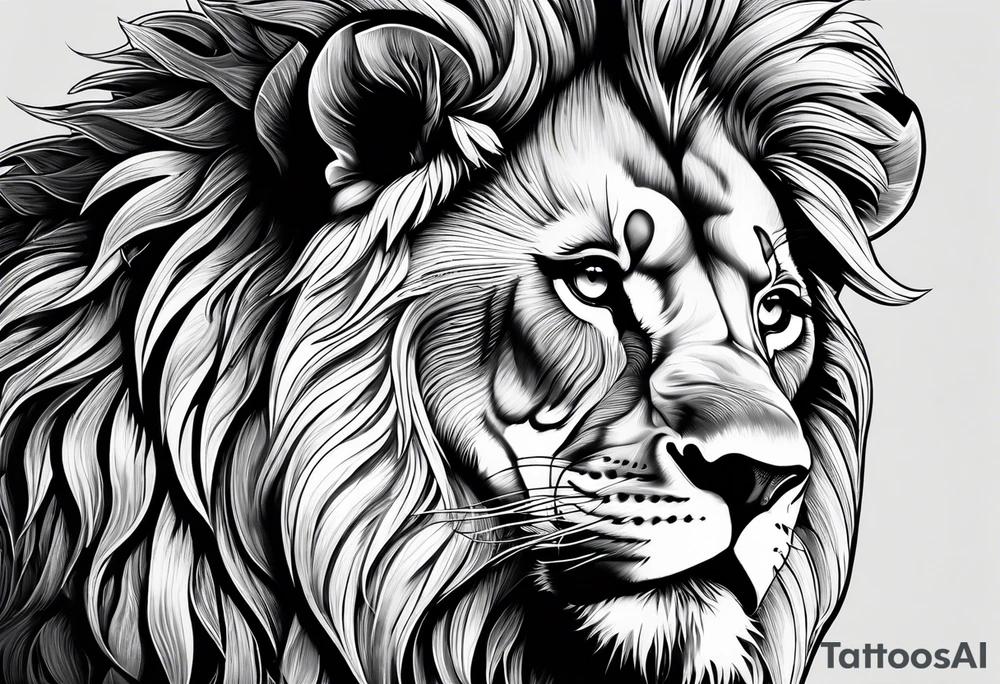 powerful majestic lion, close-up tattoo idea