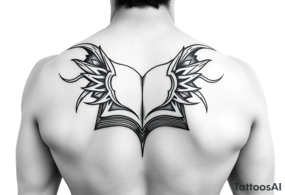 tribal open book tattoo idea