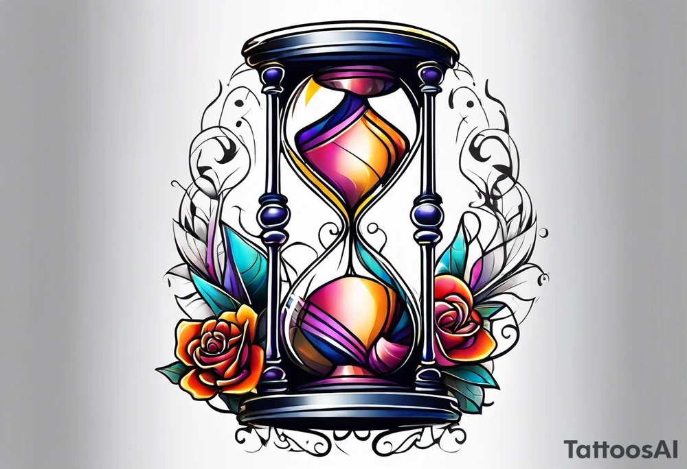hourglass with little girl dancing tattoo idea