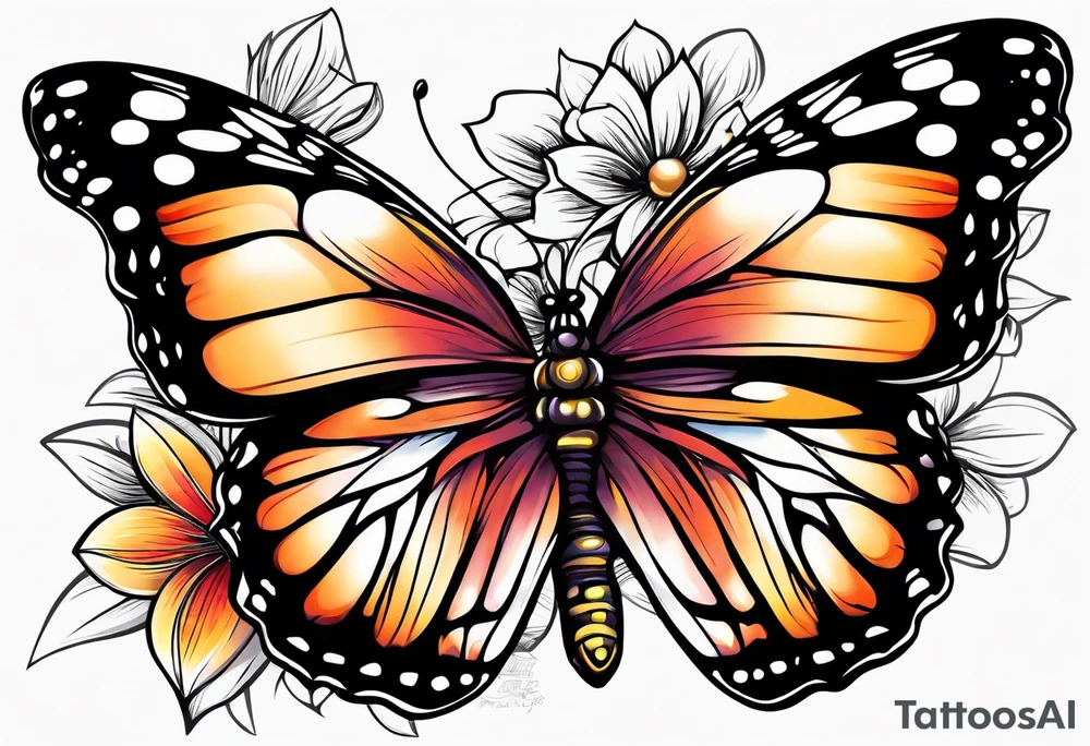 Butterfly on a flower tattoo idea