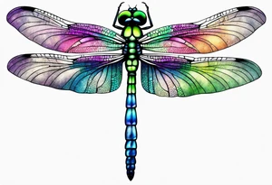 Purple green blue dragonfly, watercolors tattoo idea