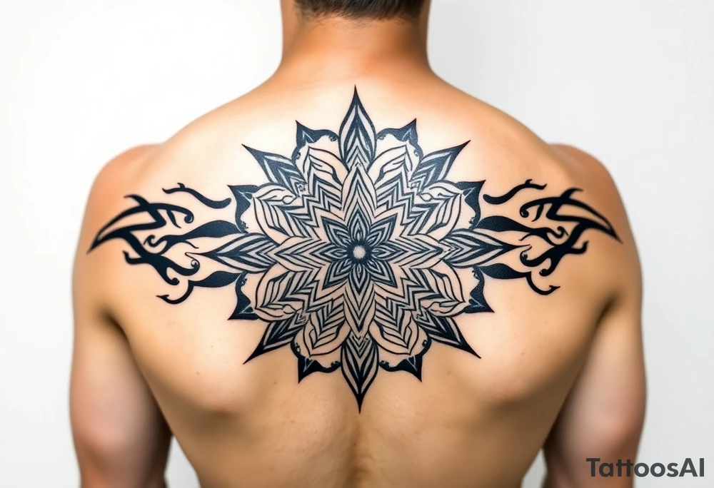 intricate mandala with sacred geometry and cosmic elements tattoo idea