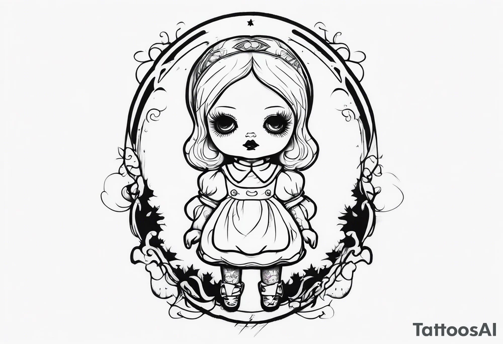 Haunting Creepy Doll tattoo idea