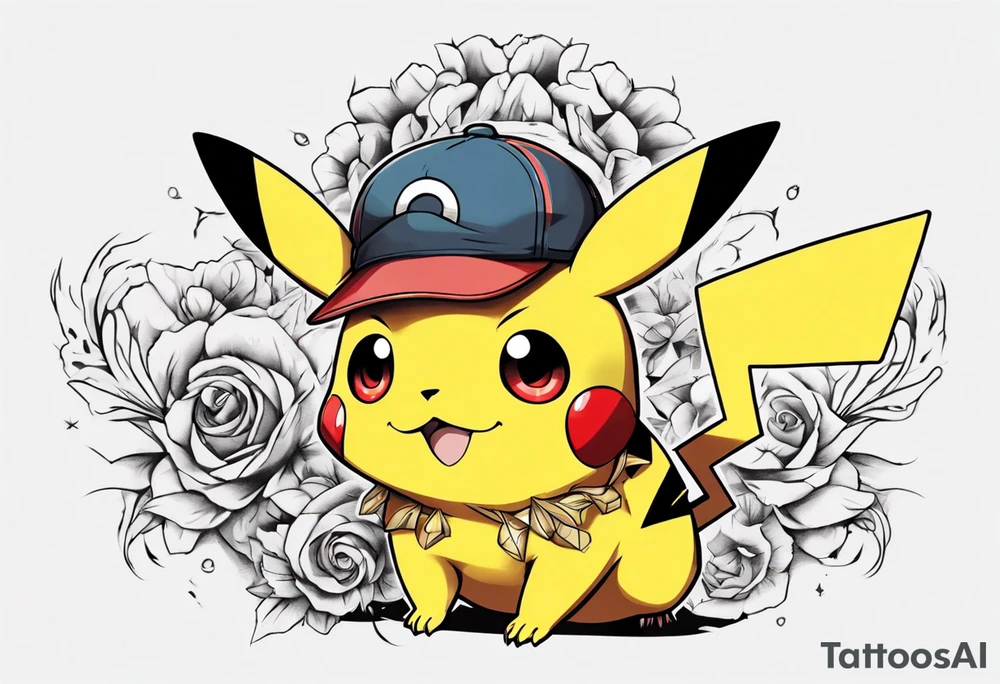 Pikachu from pokémon, elegant and colorful for arm tattoo tattoo idea
