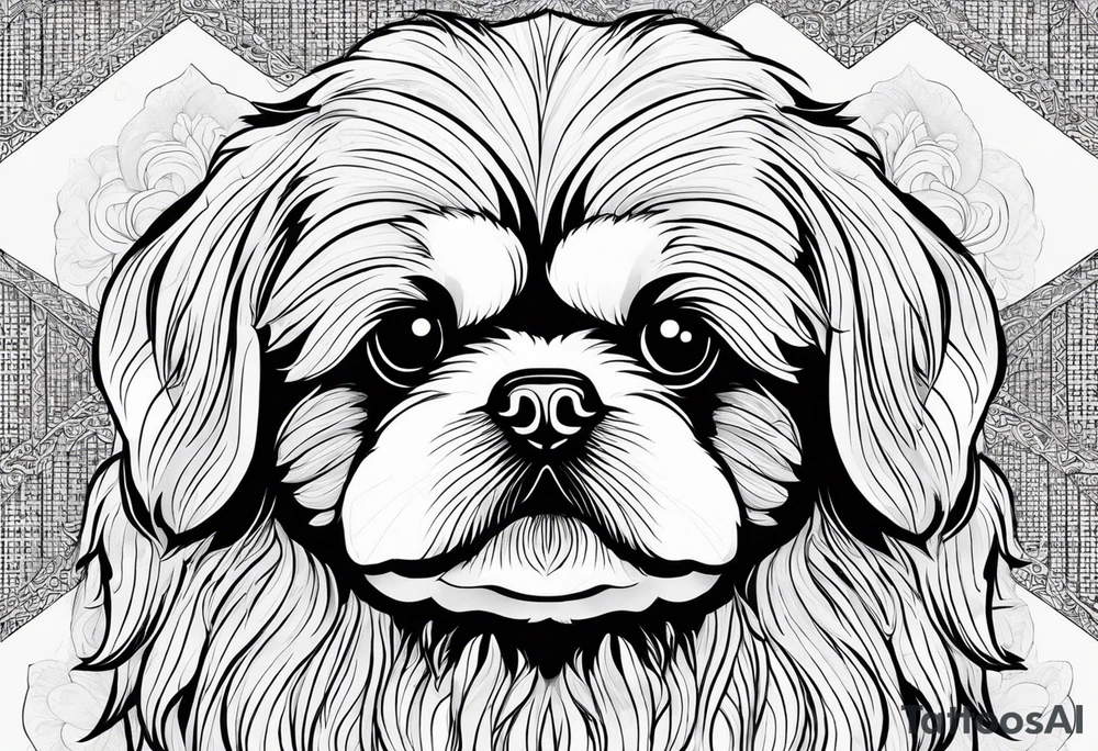 The contour of the face of a pekingese with shih tzu mixed race god. Nothing besides the face. As minimalist as possible. More minimalist! Make it a one line drawing. tattoo idea