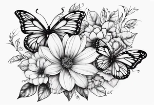 floral design with butterflies tattoo idea