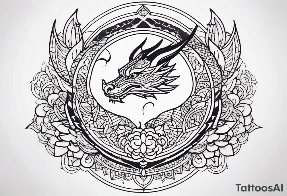 Dragon outside Mandala tattoo idea