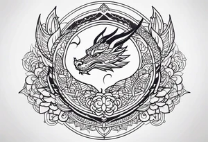 Dragon outside Mandala tattoo idea