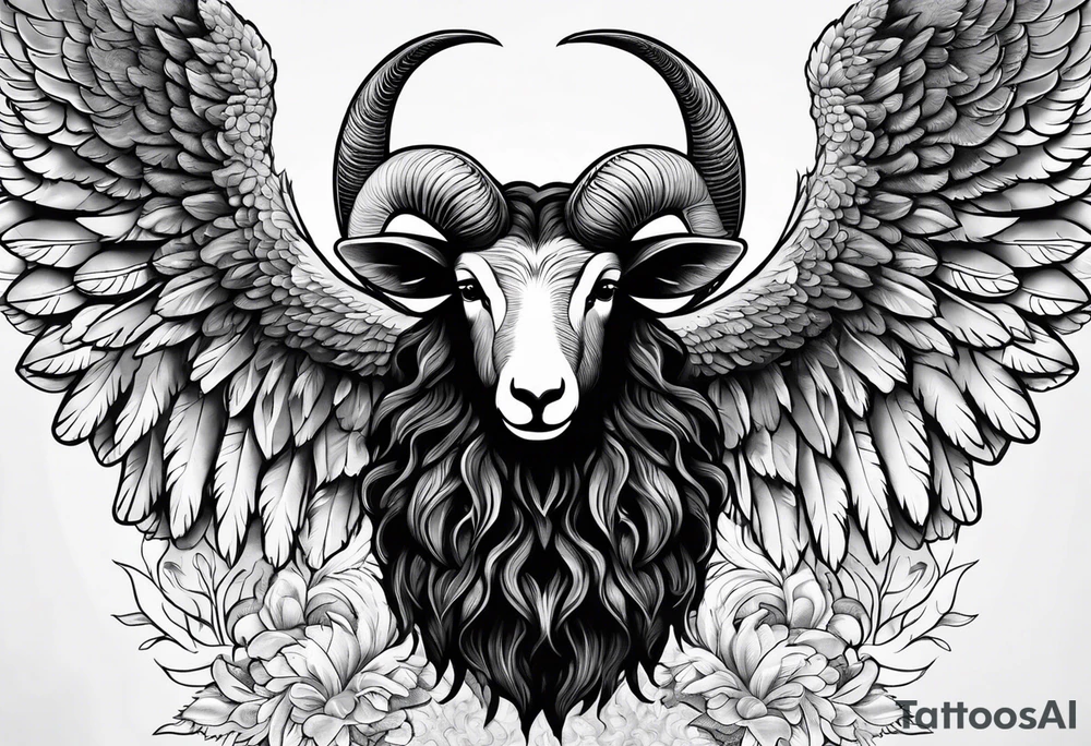 black sheep with angel wings no horns tattoo idea