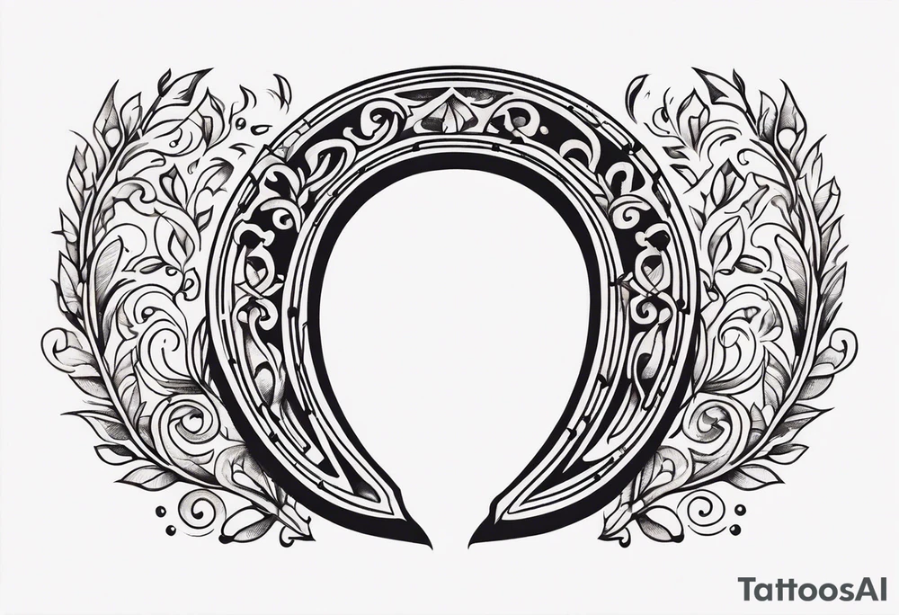 Simple horseshoe with much notes in it tattoo idea