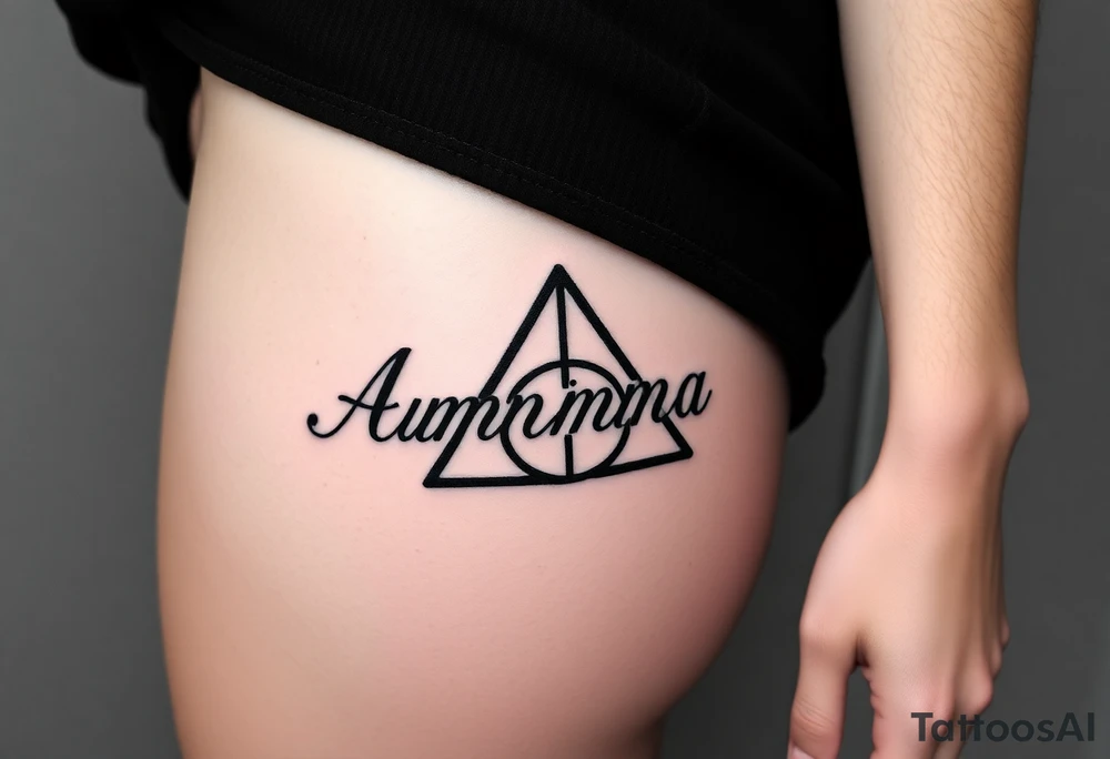 Name Amanda with Harry Potter deathly hallows tattoo idea