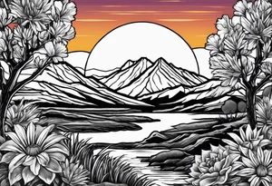 Forearm, southwest usa, sunset, hiking tattoo idea