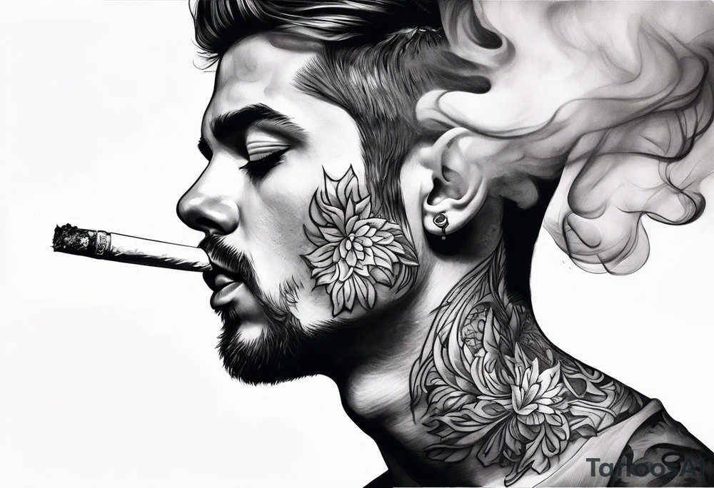 Draw me black smoke coming out of a cigarette tattoo idea