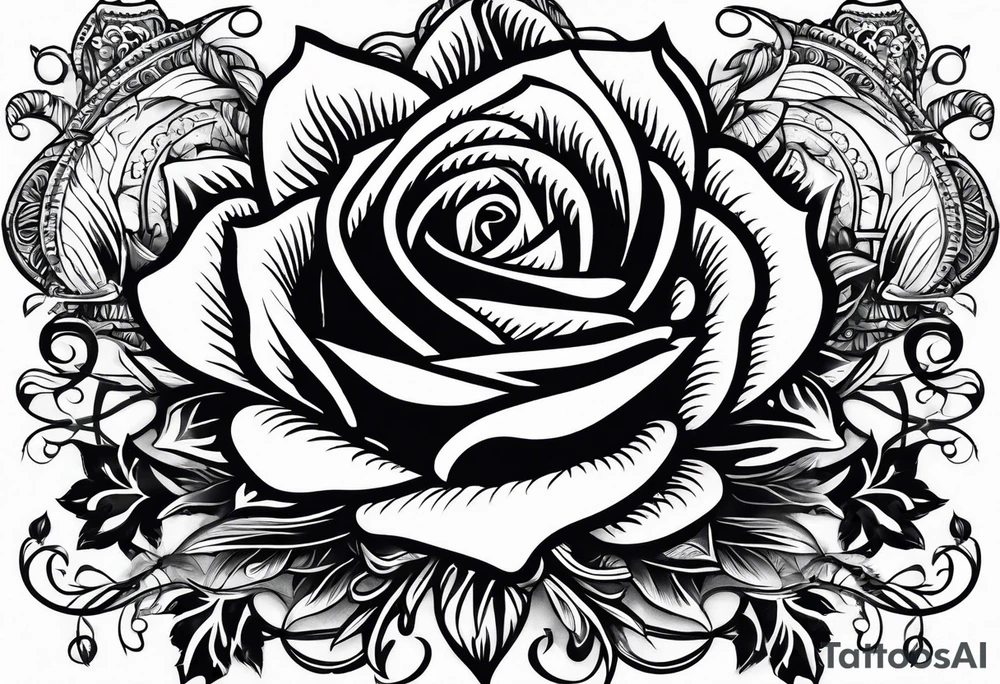 Name Anika Rose in vintage typography lettering tattoo idea