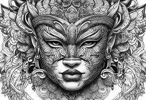 Hanya mask, masculine, aggressive tattoo idea