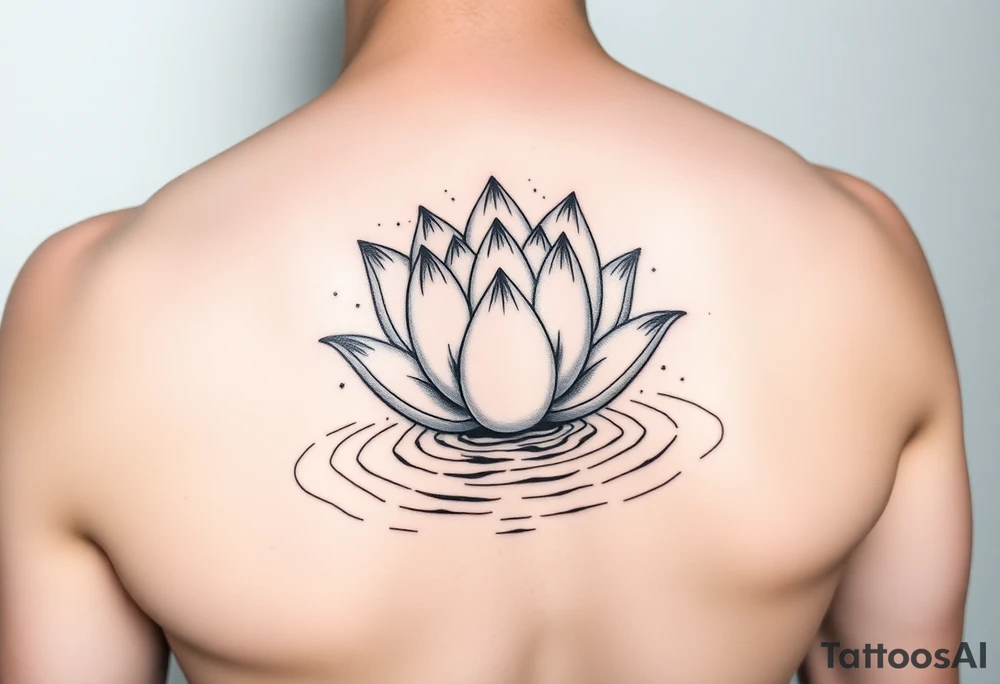 serene lotus flower emerging from sacred waters with ripples tattoo idea