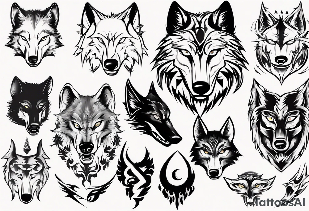wolf head tattoo idea