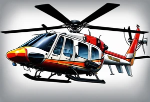 Realistic cop helicopter with spotlights tattoo idea