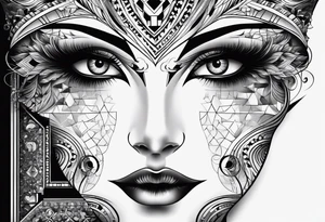 Fractal auto similar squares eyes tattoo idea