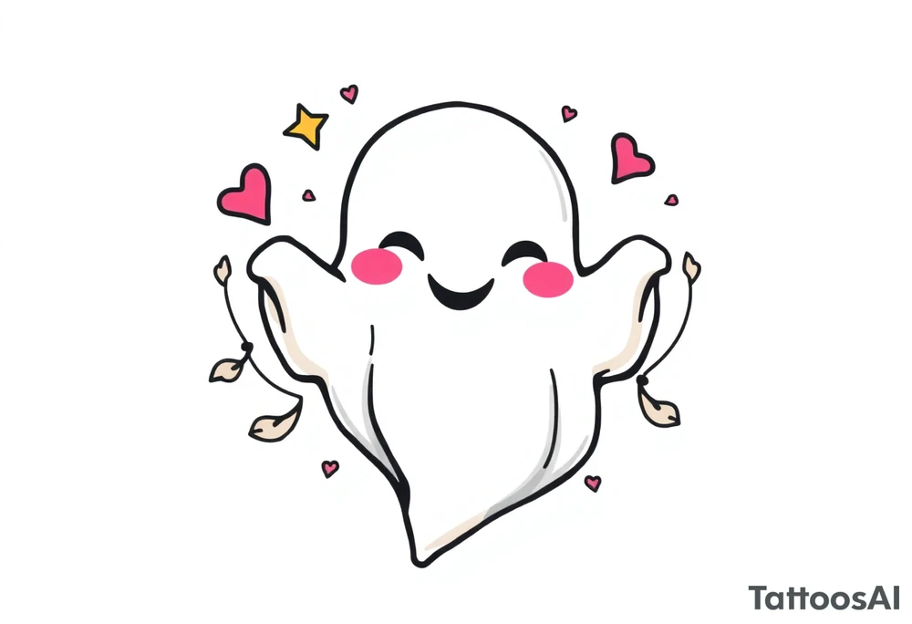 Smiley Cute ghost tattoo idea
