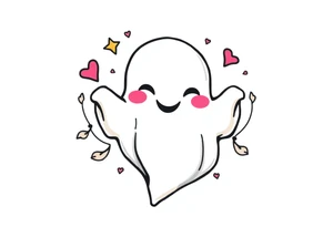 Smiley Cute ghost tattoo idea
