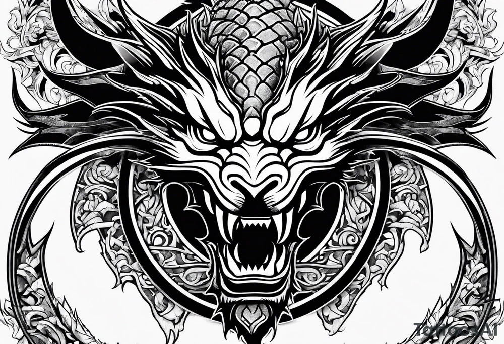 Full image of a angry dragon tattoo idea