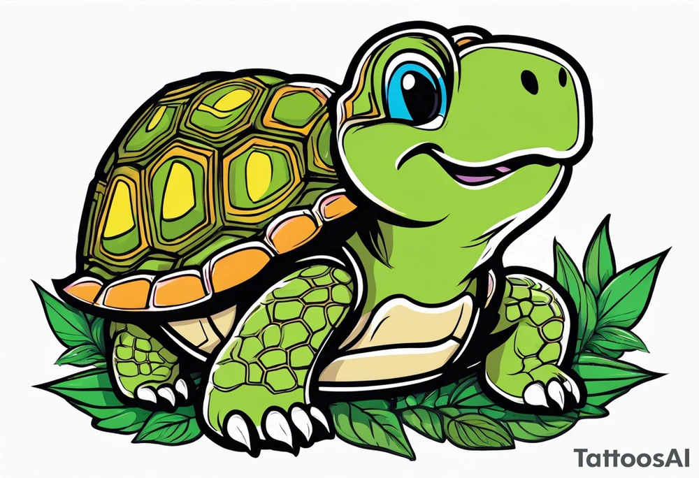 Turtle eating marijuana plant tattoo idea