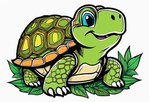 Turtle eating marijuana plant tattoo idea