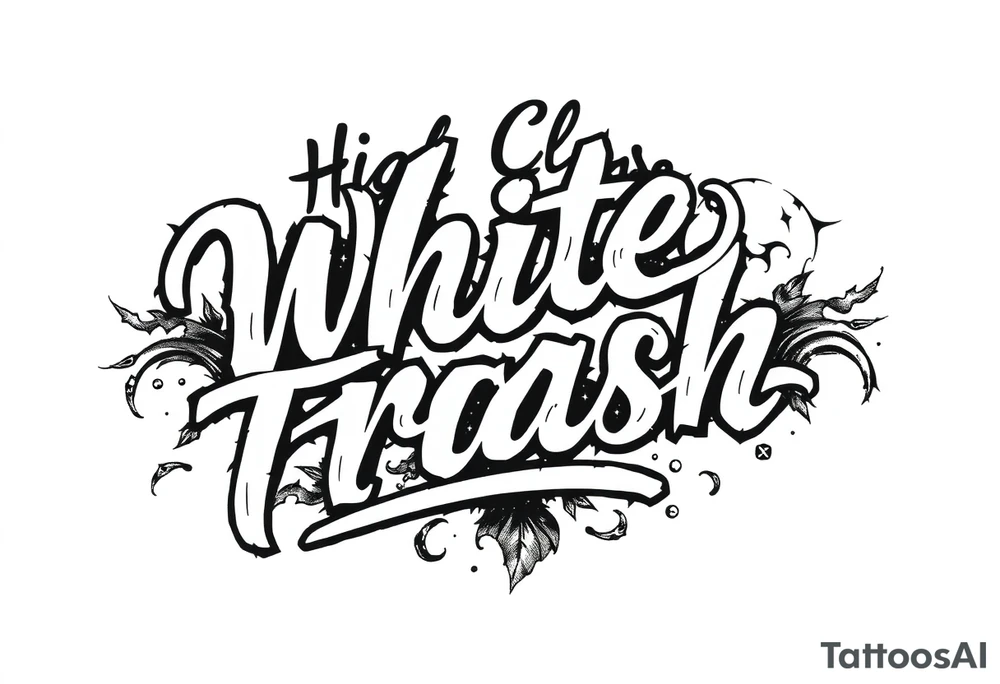 High Class White trash fancy cursive with flourish tattoo idea