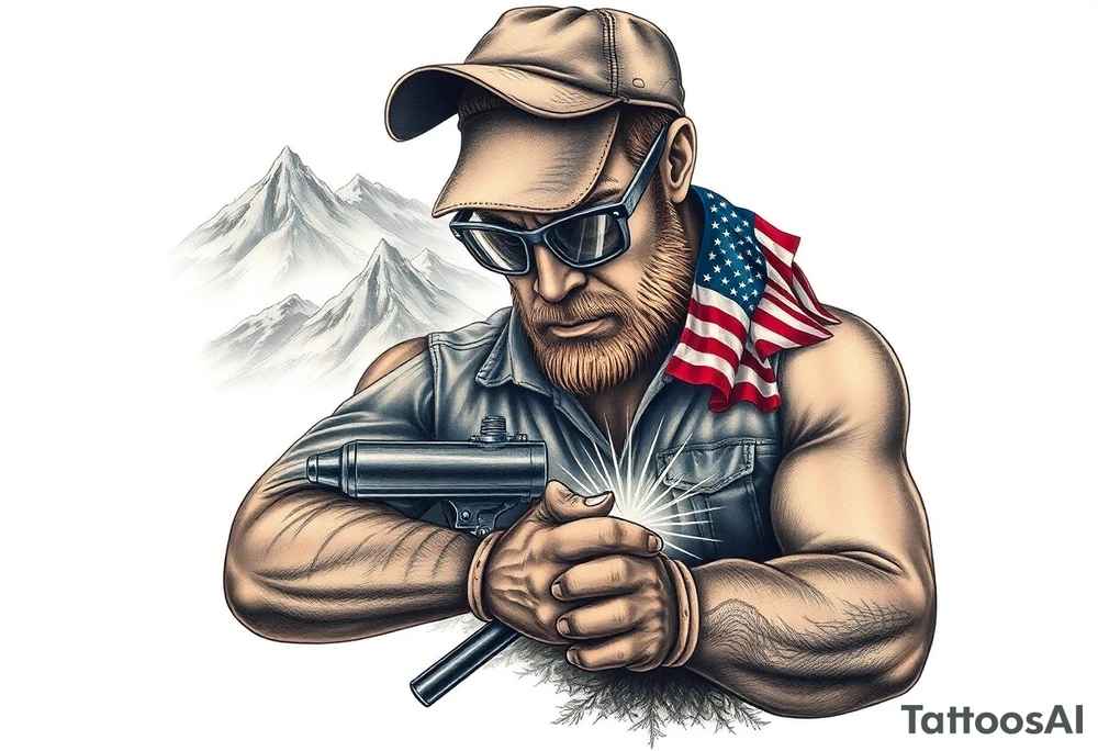 Masculin, country, mountains, wildlife, nature, racing , father of 4,
blue collar,  American flag,welder tattoo idea