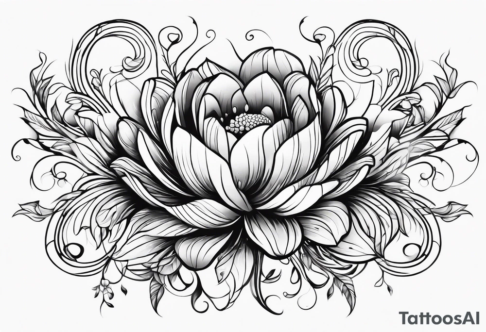 abstract flower with vines tattoo idea