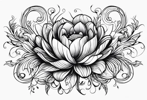 abstract flower with vines tattoo idea