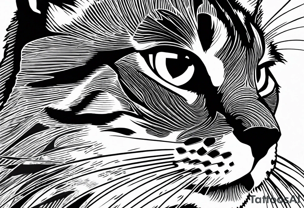 cat, abstract, geometric, lines, halftone, splatter, cat paw tattoo idea