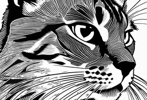 cat, abstract, geometric, lines, halftone, splatter, cat paw tattoo idea