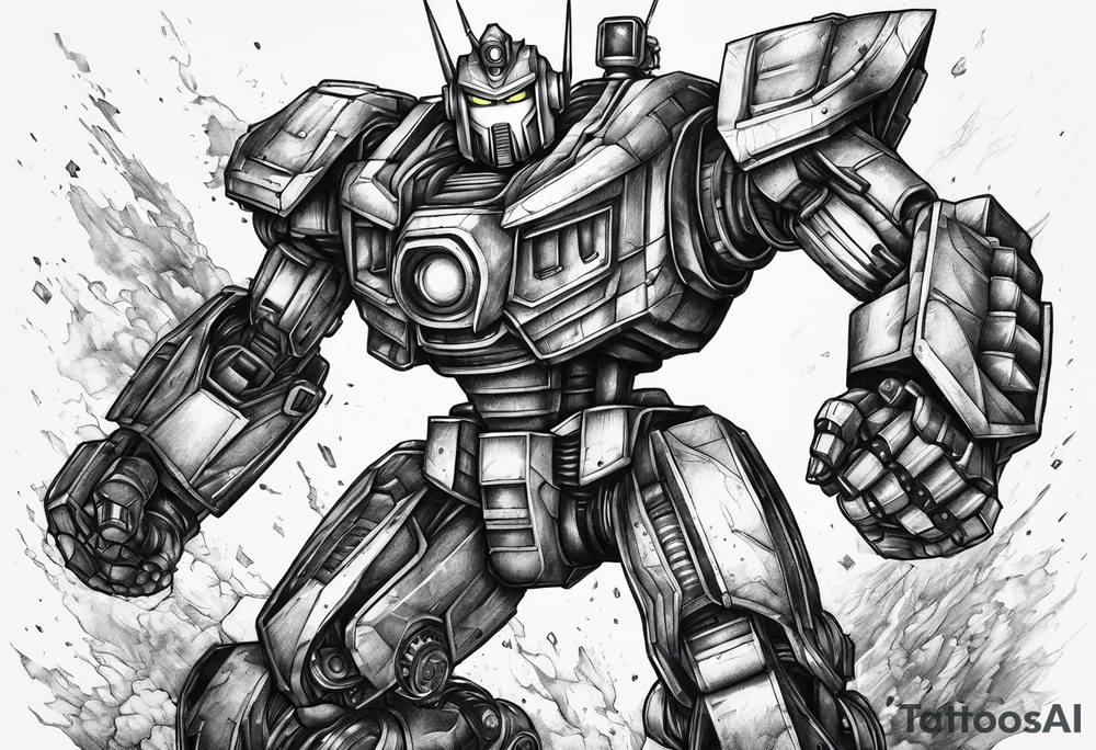 giant robot running tattoo idea