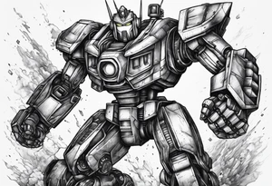 giant robot running tattoo idea