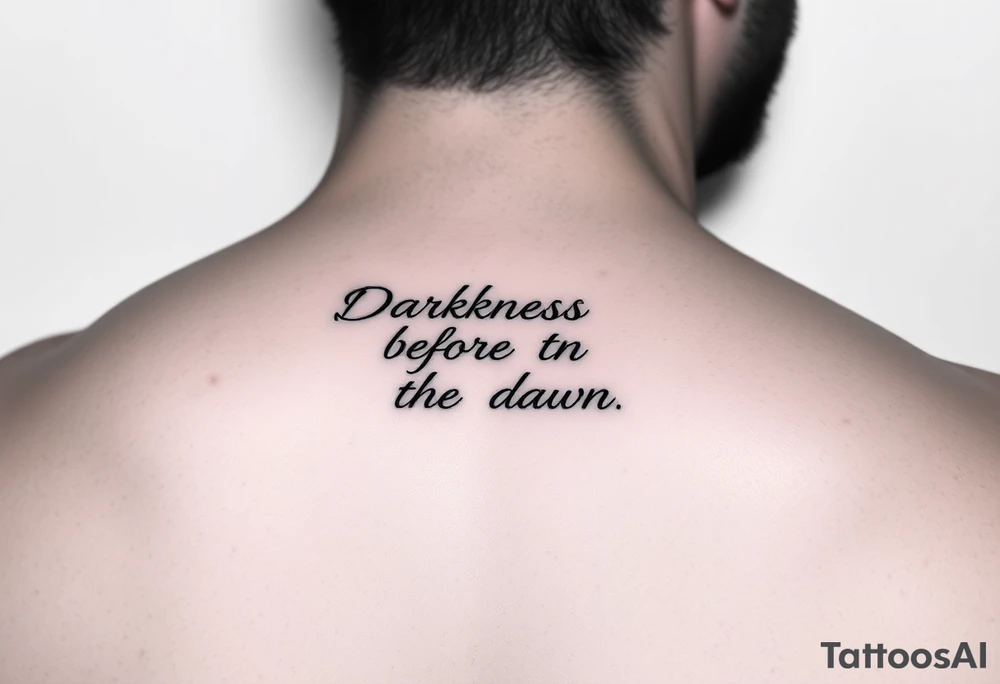 Darkness before the dawn quote dainty fine line tattoo idea