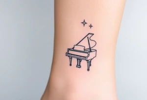dreamy grand piano under the star tattoo idea