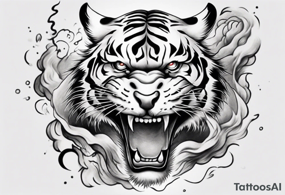 Tiger sleeve tattoo with lightning tattoo idea