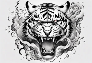 Tiger sleeve tattoo with lightning tattoo idea