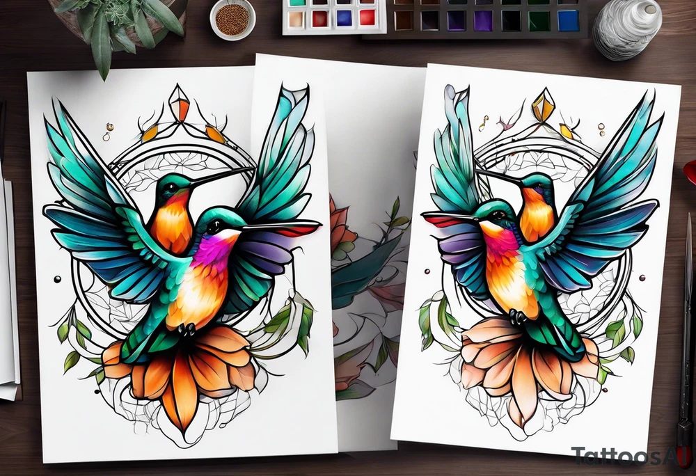 hummingbird lines arm tattoo tattoo idea
