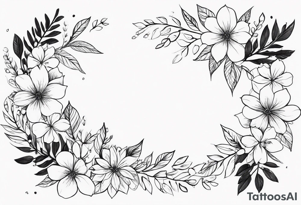 leaves around the forearm with flowers tattoo idea