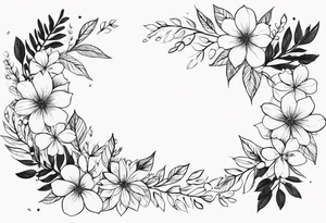 leaves around the forearm with flowers tattoo idea