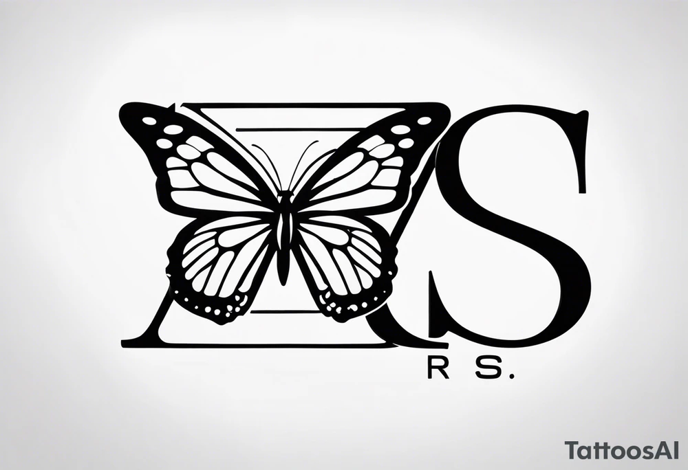 The letters RS with a small butterfly on the S tattoo idea