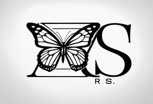 The letters RS with a small butterfly on the S tattoo idea