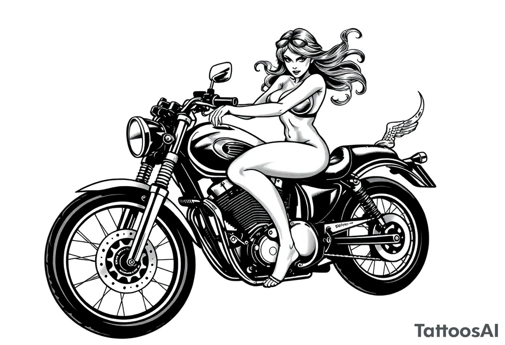 naked girl on motorcycle, slut, angry tattoo idea